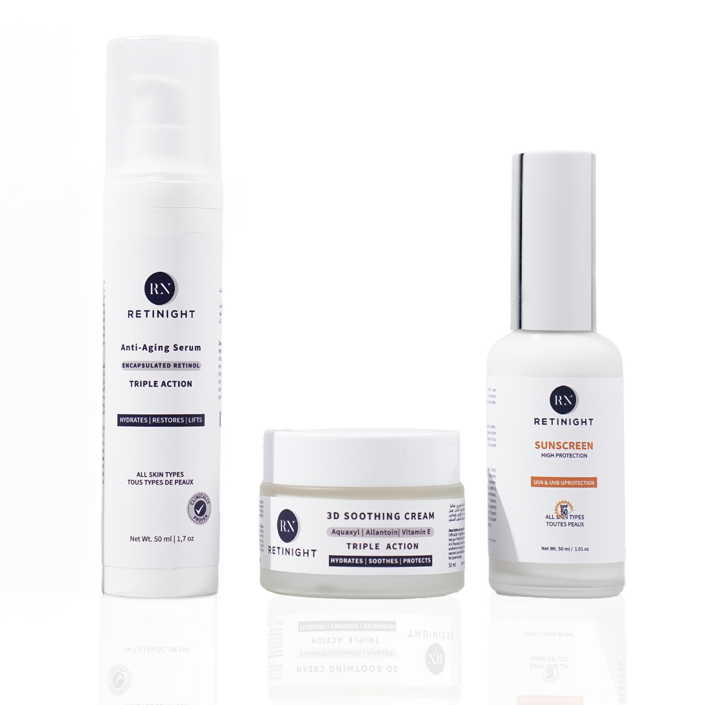 Pack Essentiel Retinight – Sérum Rétinol, Crème Apaisante & Écran Solaire