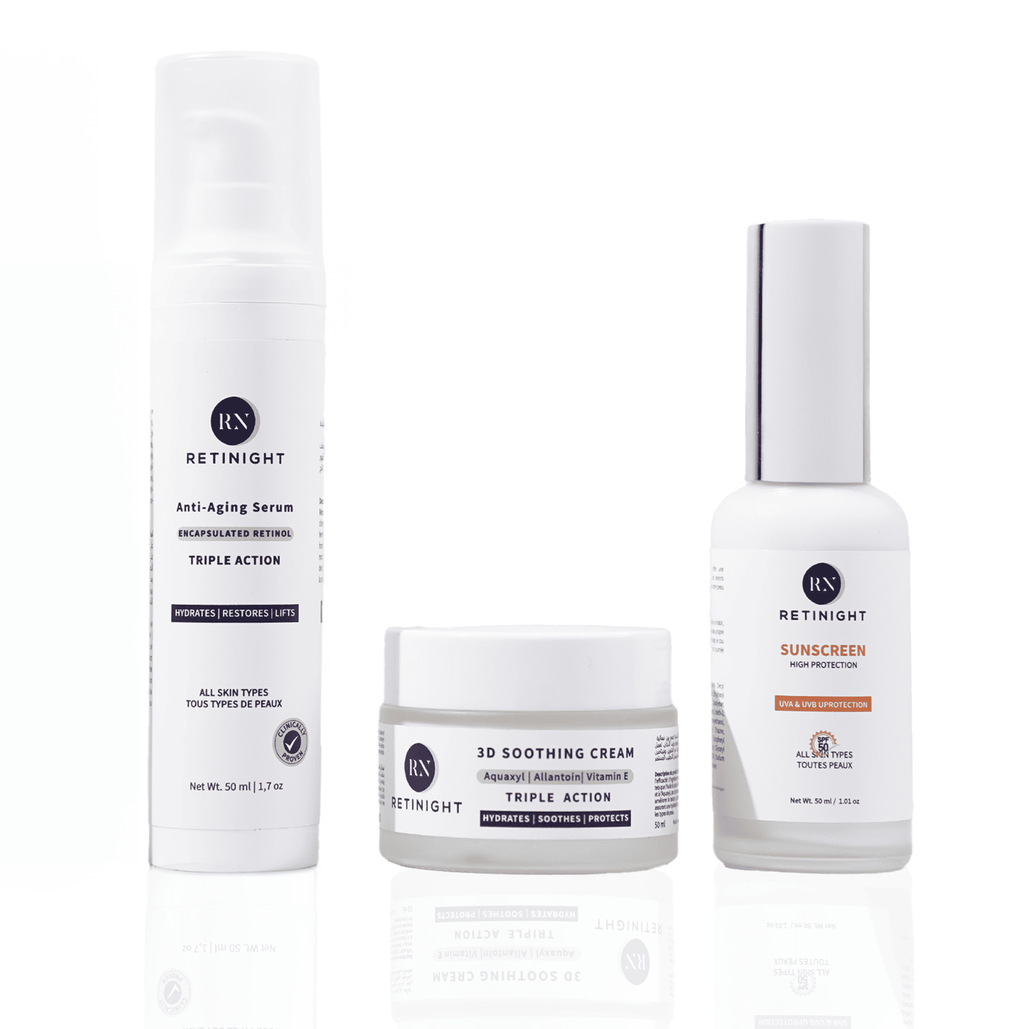 Pack Essentiel Retinight – Sérum Rétinol, Crème Apaisante & Écran Solaire Retinight